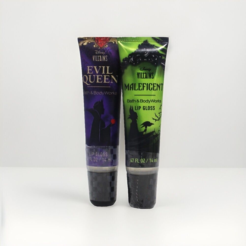 Disney Villains Maleficent & Evil Queen Lip Gloss Bath & Body Works Set of 2 New